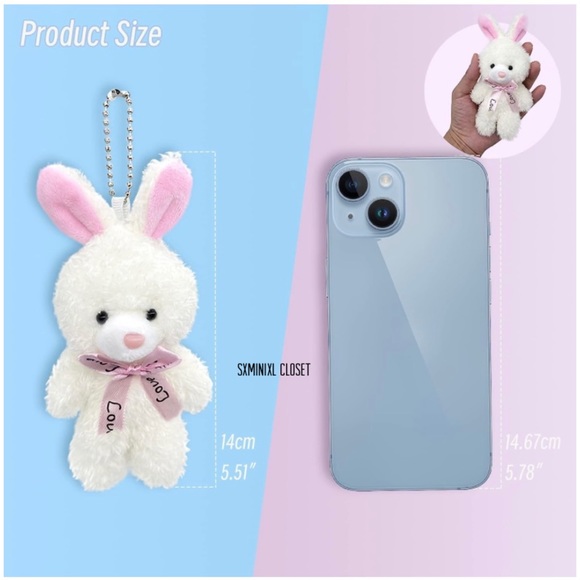 🎀🍭NEW🍭stuffed Bunny key s/phone accessories/backpack chain/handbag chain - Picture 8 of 16